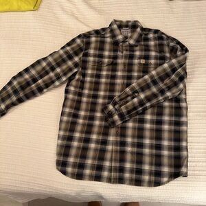 Carhartt Men's Plaid Button Down Shirt - Black and White